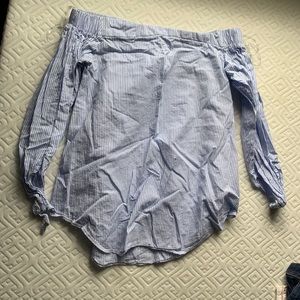 Off the shoulder stripped shirt